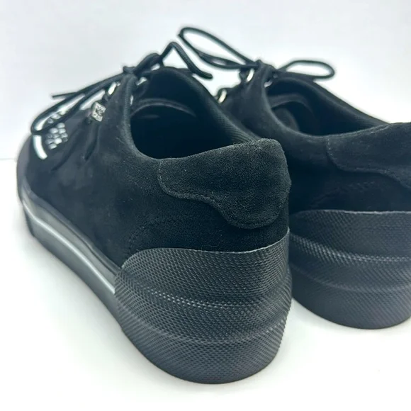 TUK Creeper Sneakers Black Platform Sneakers with Checkered Detail - Picture 3 of 8